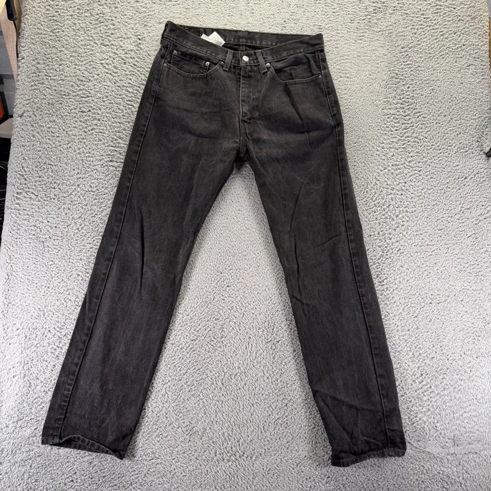 Levi's 505 Jeans Men's 34x34 Black Cotton Denim Straight Leg Workwear Travel